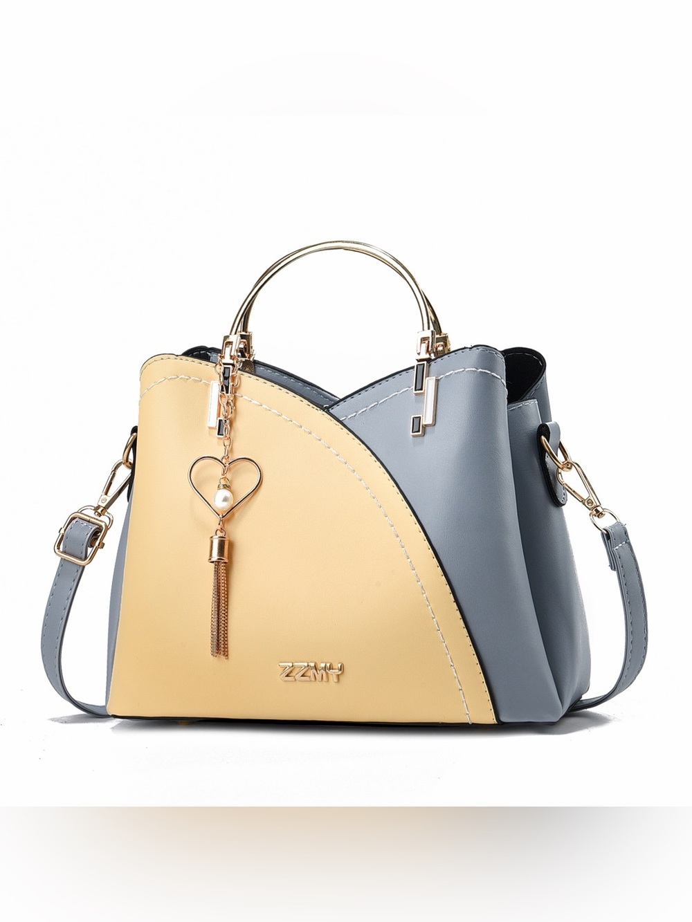 Two-Tone Yellow and Gray Women’s Top-Handle Bag